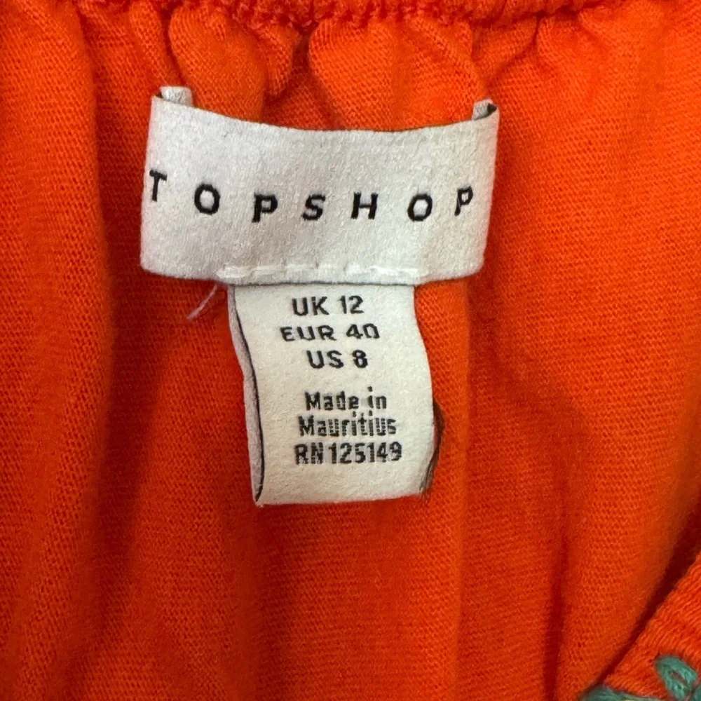Y2K Topshop Boho Floral‎ Embroidered Off-Shoulder Top Size 8 - Picture 5 of 6